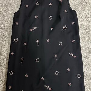 French Connection Hearts Black Sleeveless Dress with Embroidered Accents size 2